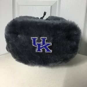 Authentic Russian Ushanka Faux Fur Hat Sz 61 University of Kentucky Wildcats Pin